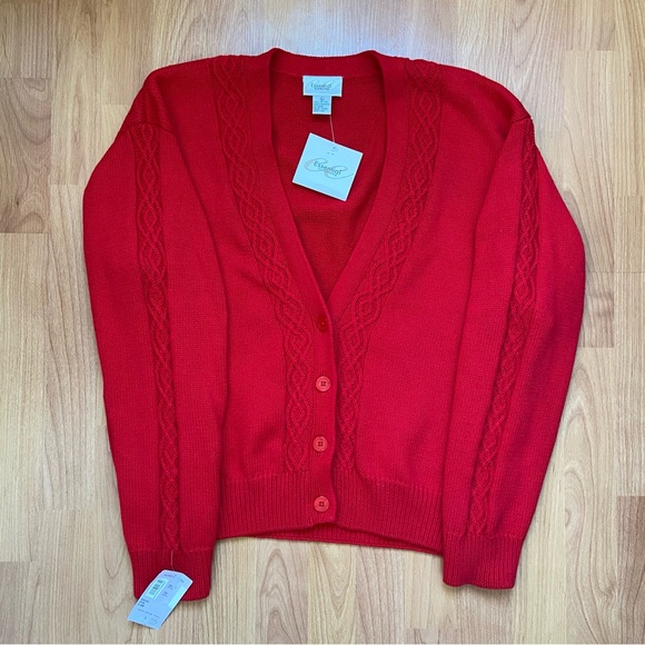 NWT Essential Elements Women’s Red Cardigan Size Large - Picture 1 of 12